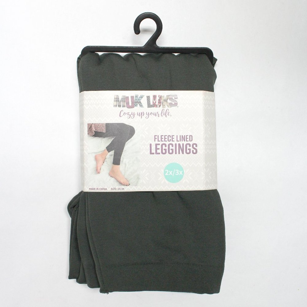New 1 Pair Muk Luks Fleece Lined Olive Green Size 2x/3x Leggings NWT